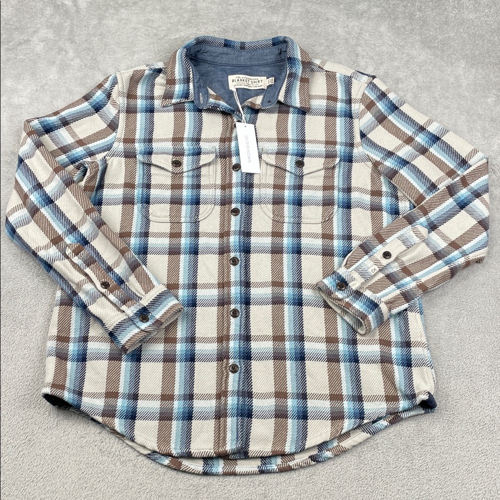 NEW Outerknown XS/S 100% Organic Cotton Womens Blue, Brown Blanket Shirt